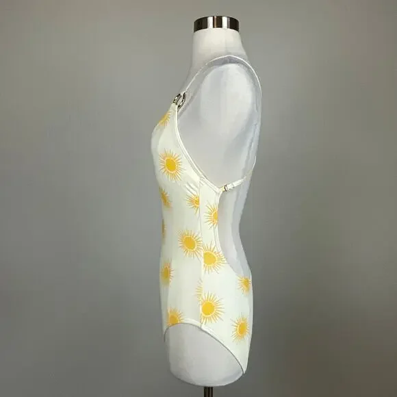 Kate Spade Sunshine Print Strappy Back One Piece Bathing Suit Yellow Size Small - Picture 6 of 11
